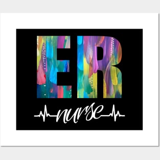 ER Nurse Heartbeat Paint Posters and Art